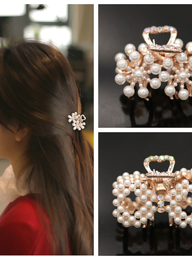 珍珠抓夹蝴蝶雪花侧边网红头饰