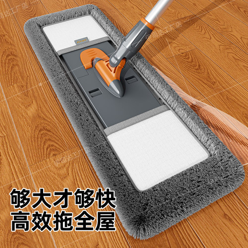 伊司达新款家用懒人平板拖把小平拖尘推布套式拖把旋转棉纱一拖净 - 图3