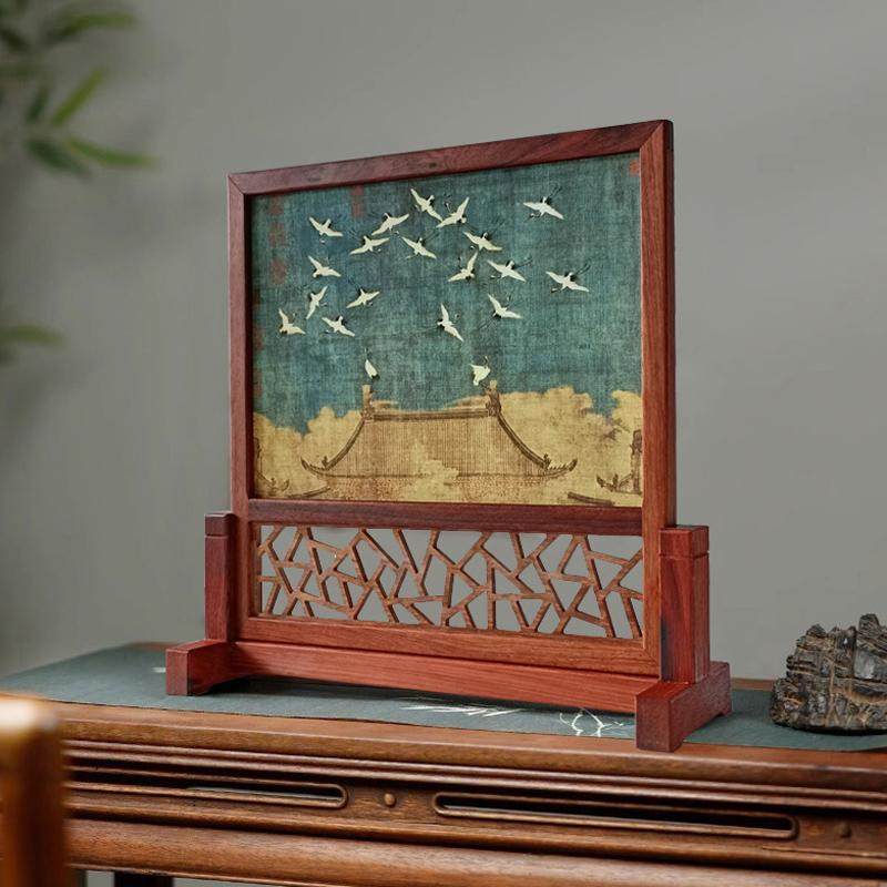 桌面摆件屏风实木插屏中式小屏风隔断禅意摆件摆台特色书法装裱,淘宝优惠券,粉丝福利购,淘宝优惠卷