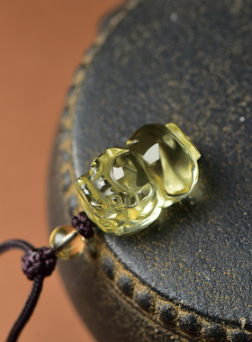 天然黄水晶财源如意貔貅挂件