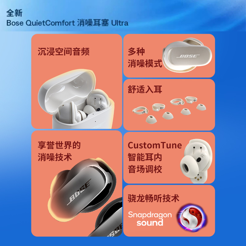 Bose QC消噪耳塞Ultra真无线蓝牙降噪耳机空间音频大鲨3代二三代-图0