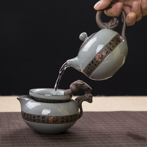汇享 陶瓷整套功夫茶具套装冰裂釉杯龙珠壶哥窑开片茶壶茶具