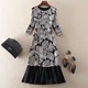 2021 winter new high-end temperament women's clothing slim A-line skirt embroidered sequins exquisite and elegant dress