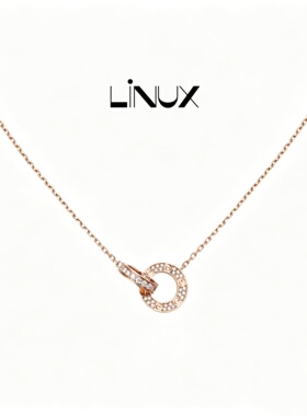 顶版高定LOVE镶钻双环吊坠Linux长项链女士V金厚镀18K金男款配饰