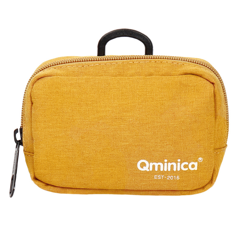 Qminica防水硬币拉链卡包彩色牛津布纯色便携零钱收纳包防磨袋
