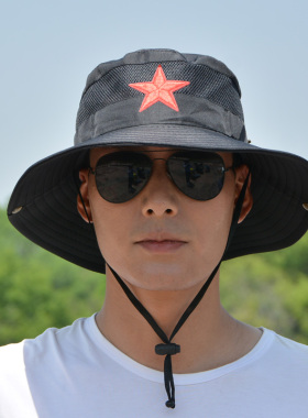 红星男士夏季户外防晒渔夫帽