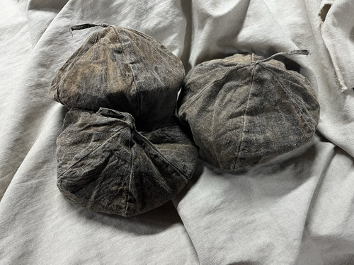 沉香布衣草堂原创设计八角帽复古文艺休闲帽柿染贝雷报童帽子斑驳 - 图0