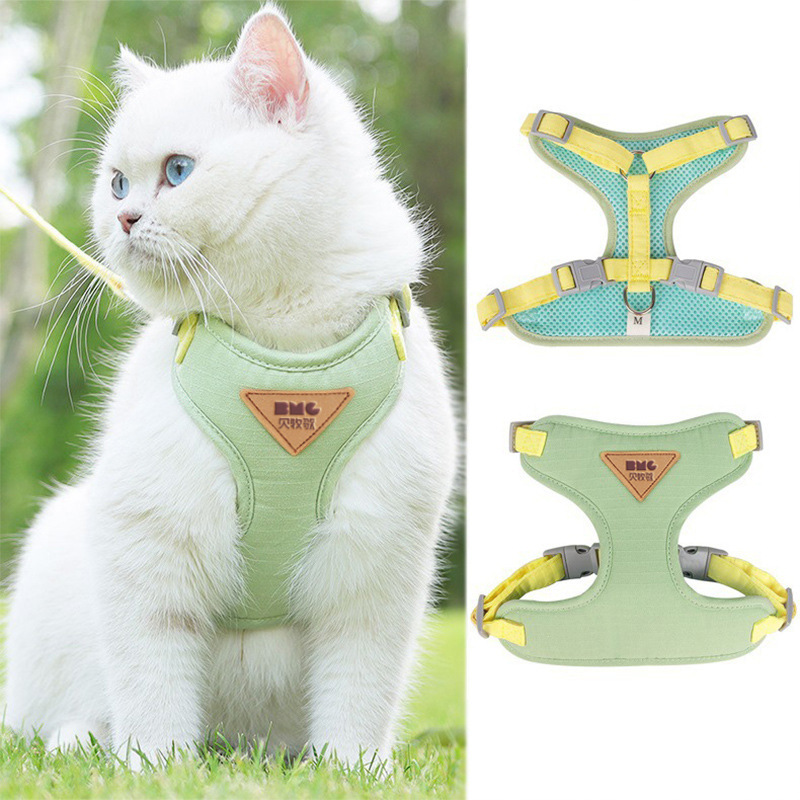 宠物牵引绳猫咪背心式可调节防挣脱胸背带小型犬绳子遛狗宠物用品 - 图2