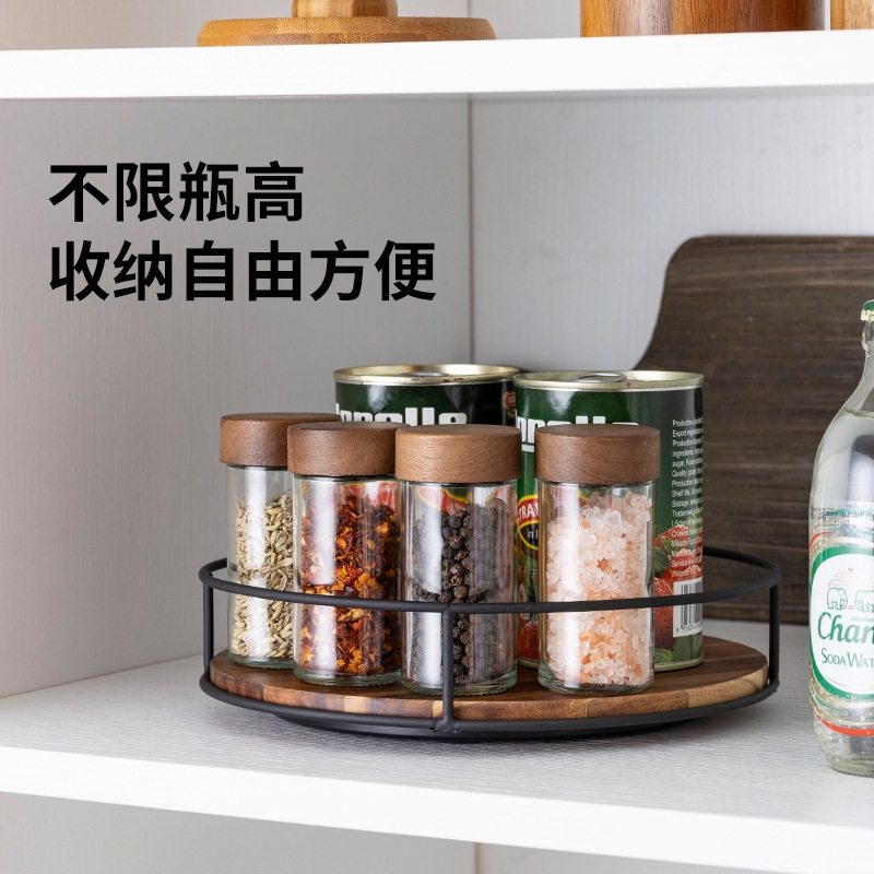 实木质苏珊收纳架钢制圆盘整理架桌面调味瓶罐转盘旋转化妆品托盘,淘宝优惠券,粉丝福利购,淘宝优惠卷