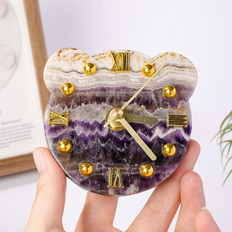 天然水晶石时钟摆件创意玛瑙片钟表家居客厅动物水果造型装饰摆设,淘宝优惠券,粉丝福利购,淘宝优惠卷