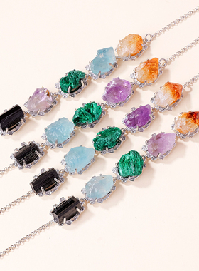 天然彩宝水晶原石手链