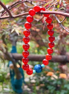 雅聿天然玛瑙蓝虎眼石松石手串