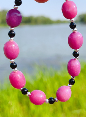 天然黑玛瑙紫玉手串手链原创小众设计紫色喜火土行动力女礼