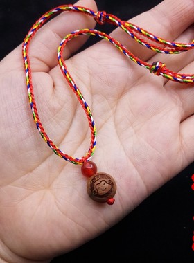 宝宝五彩绳红绳端午节婴儿童项链桃木十二生肖吊坠惊吓挂绳锁骨脖