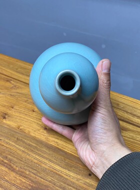 宋式审美汝窑仿古天青葫芦装饰品