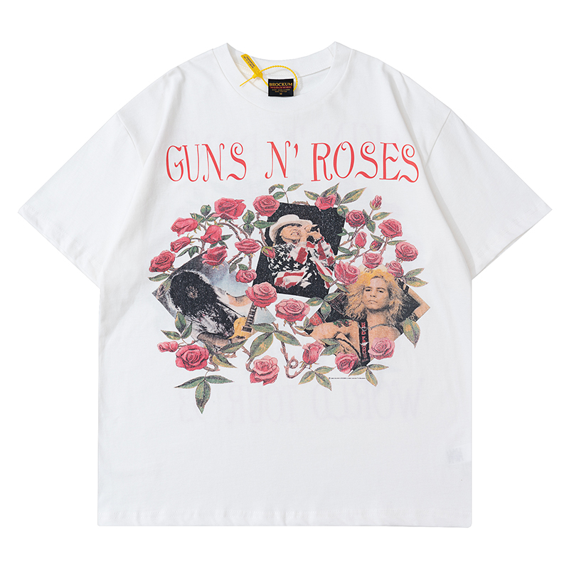 Vintage高街GUNS N'ROSES枪炮与玫瑰乐队古着男女宽松短袖T恤潮-图3