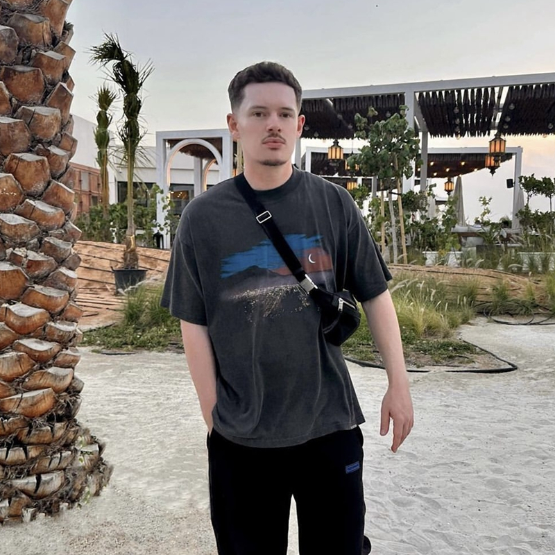 Represent复古夜景印花Vintage高街做旧美式休闲男女宽松短袖T恤 - 图1