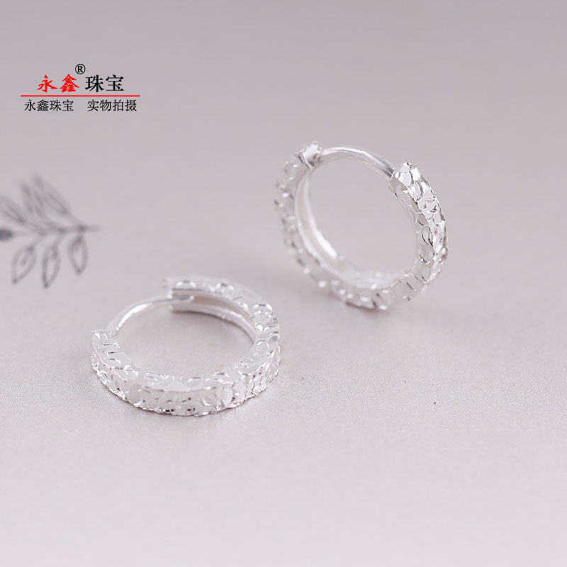 纯银耳扣女999足银耳环实心碎冰冰拉丝水滴轻奢高级感通勤耳圈,淘宝优惠券,粉丝福利购,淘宝优惠卷
