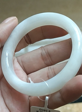 天然和田玉大理石玉白玉手镯玉镯子 带国家官方证书保真品礼物q48