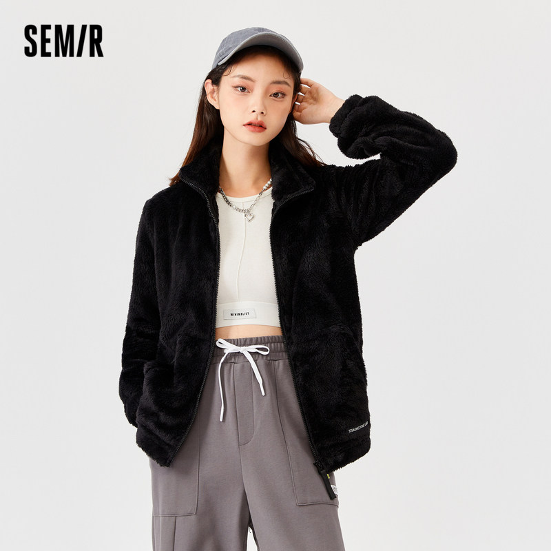 森马珊瑚绒保暖加绒2021立领夹克 森马时尚短外套