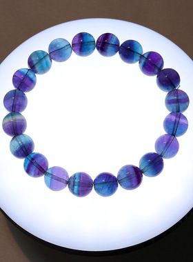 7A天然千层紫萤石手链 梦幻渐变紫通透晶体 女款显白百搭水晶手串