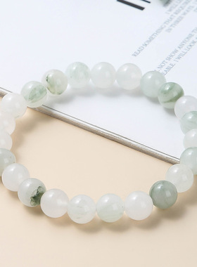 天山翠冰翠玉手链石英岩玉手串温润光泽玉饰品复古风气质显白百搭