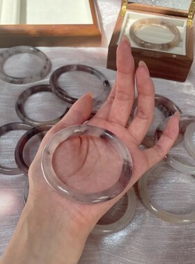 金丝玉紫罗兰圆条手镯天然正品新疆玉手镯女玉镯子叮当镯细圆条