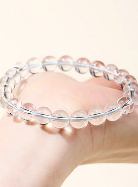 天然白阿赛水晶手链单圈简约风