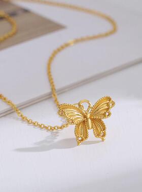 沙金色小蝴蝶小众轻奢锁骨链送礼