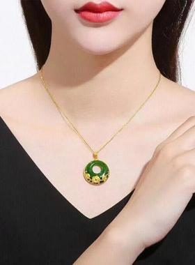 沙金色女项链牡丹花挂坠o字链