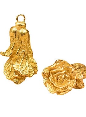 中式复古金色实心白菜吊坠招财款