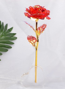 女神节礼物彩红色仿金箔玫瑰花