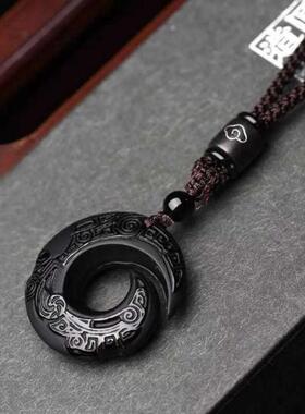 中式时来运转黑钰扣吊坠男士古风