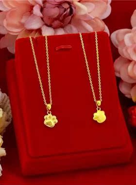 香港专柜同款沙金色项链可爱小猫爪金吊坠可爱百搭锁骨链送女友礼