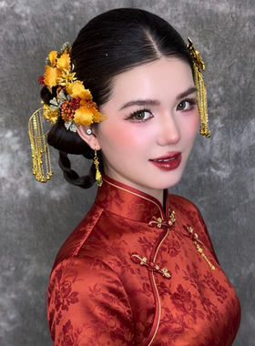 新中式新娘头饰套装古风汉服复古压鬓掩鬓发簪发钗唐风明制发梳