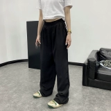 Летние черные тонкие штаны, свободный прямой крой