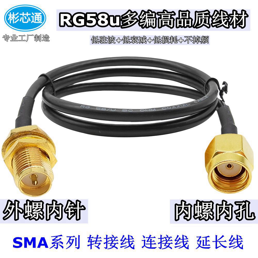 SMA延长线公转母RG58u天线信号转接线2.4G 3G 4G 5G无线蓝牙WiFi-图1