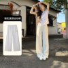 Camel knitted cotton straight loose casual pants for men and women