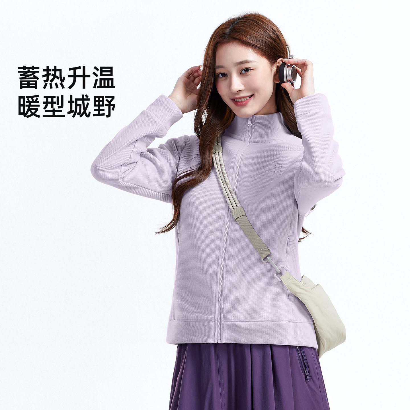 骆驼户外抓绒衣女2026新款立领防风双面加绒保暖抗静电摇粒绒外套 礼骆驼纯实拍商品图
