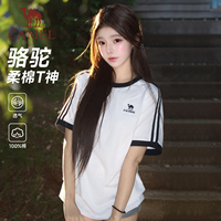 骆驼纯棉T恤男女同款夏季短袖情侣装