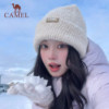 Camel wool yarn knitted hat for warmth and ear protection