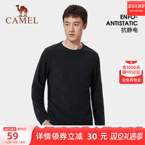 CAMEL camel round collar grab suede mens 2023 Winter new warm long sleeve T-shirt for the undershirt blouse