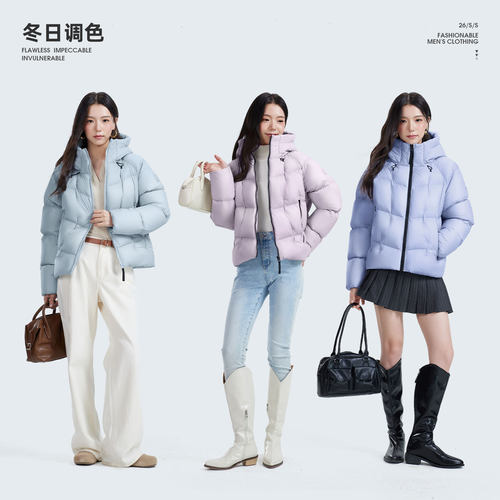 骆驼旅行家STAR女装短款羽绒服26冬季新款保暖连帽面包服羽绒外套 - 图3