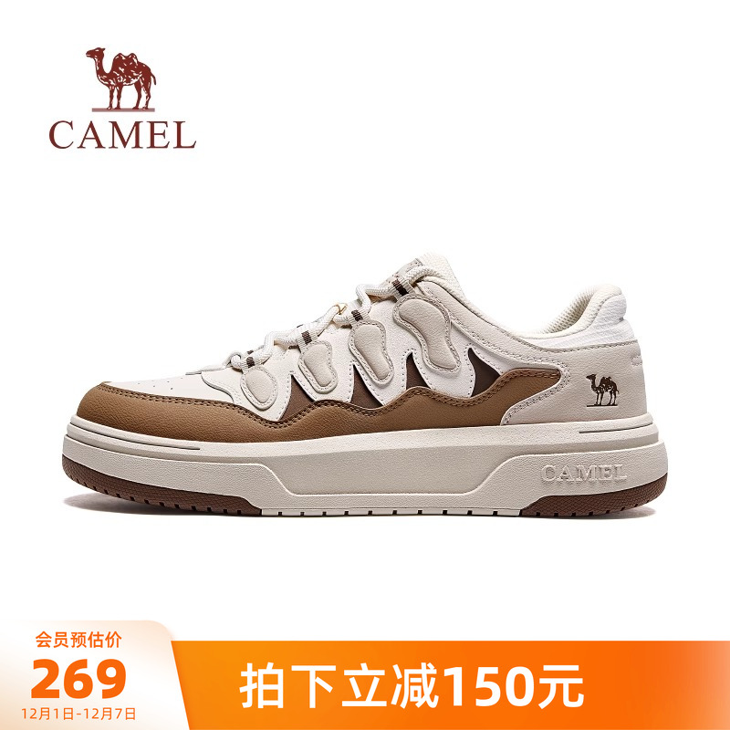 骆驼男鞋2025秋季新款厚底小白鞋休闲运动鞋男百搭复古时尚板鞋女 - 图0
