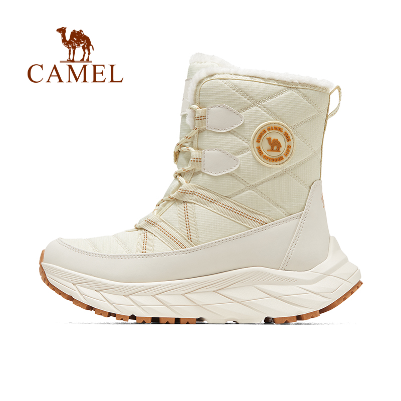 骆驼运动鞋女款冬季新款防滑加绒户外高帮雪地靴东北短靴登山徒步