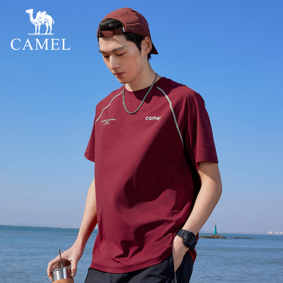 骆驼速干T神运动休闲t恤女士2026夏季新款哈苏线短袖宽松体恤男潮