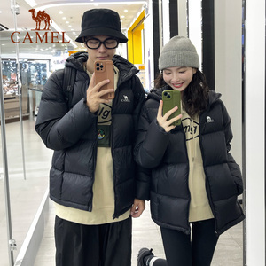 骆驼男装情侣同款面包羽绒服男秋冬连帽加厚保暖鸭绒时尚短外套男
