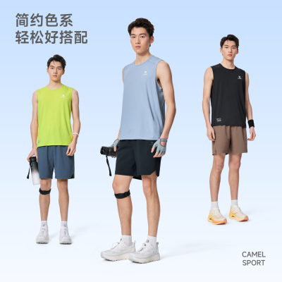 骆驼健身衣速干背心男2026夏季运动上衣T透气无袖跑步篮球训练服