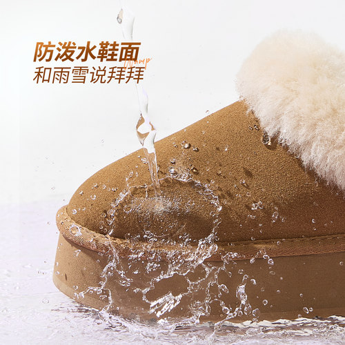 骆驼女鞋2025冬季新款保暖雪地靴女款加绒毛毛鞋厚底加厚东北棉鞋 - 图1