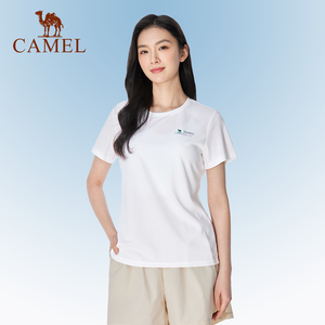 【小爽】骆驼户外速干衣女短袖夏季轻薄透气上衣简约弹力圆领T恤